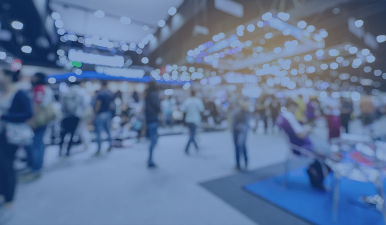 Abstract photo of a trade show convention floor